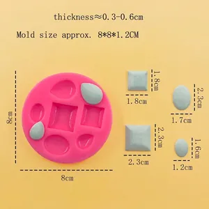 Pink silicone DIY mold for geometric crystal resin shapes with jewelry samples