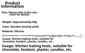 Peacock silicone mold specifications showing temperature resistance from -40 to 230 degrees