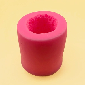 Cylindrical bubble column silicone mold for DIY candles and soaps in rose pink finish