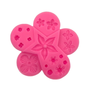 Pink silicone flower mold for cake decorating and chocolate DIY projects