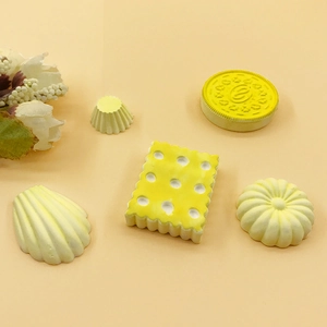 DIY silicone mold set for mini yellow resin desserts, waffles, and shell cookies