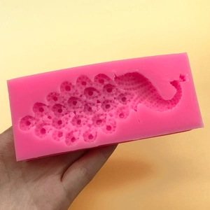 Pink peacock shaped silicone mold for DIY fondant cake decorating and resin crafting
