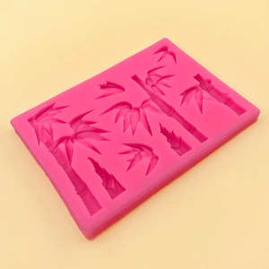 Bamboo and leaves shaped rose pink silicone mold for DIY cake fondant decorating