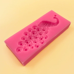 Peacock shaped pink silicone mold for cake fondant and DIY resin crafts 3D relief design