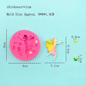 Moule en silicone ange fée pour fondant et chocolat avec détails papillon et fleur