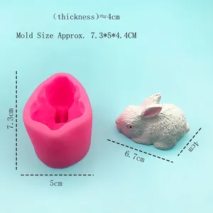 3D rabbit silicone mold for mousse cake and chocolate with pink mold and cute bunny result