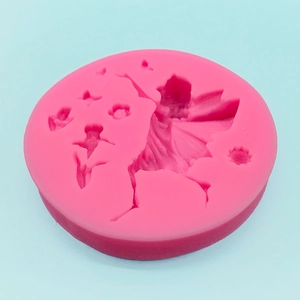 Moule en silicone rose avec fée, papillons et fleurs pour la pâtisserie et le bricolage