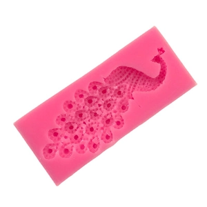 Pink peacock silicone mold for DIY fondant cake decoration and craft resin ornaments