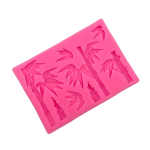Bamboo and leaf shaped pink silicone mold for cake decorating and fondant crafts