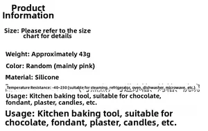Detailed specifications for silicone wing angel mold with temperature and weight info