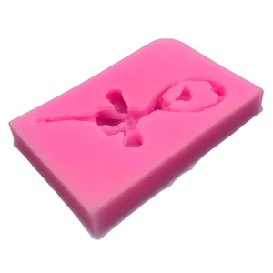 Pink silicone flower mold for DIY fondant cake decorating with flexible rose shape design