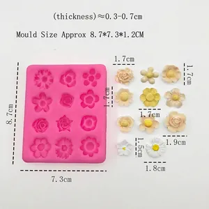 Pink silicone mold for DIY flower fondant and chocolates with multi-size floral shapes