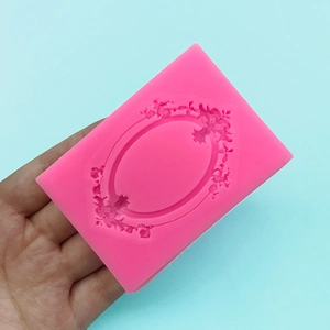Baroque oval photo frame silicone mold for vintage DIY fondant and cake decoration