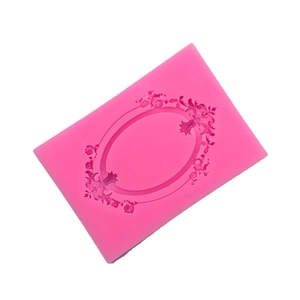 Pink silicone frame mold with vintage floral totem for cake fondant and DIY resin art