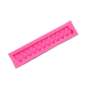 Pink pearl wave silicone mold for DIY cake lace borders and chocolate fondant decorating