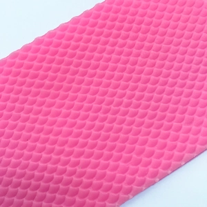 Pink silicone mermaid scale texture mold for fondant cake decorating and DIY crafts