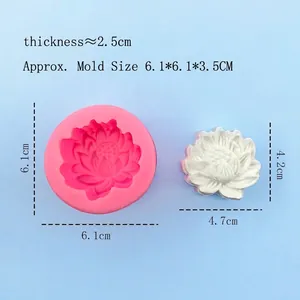 Pink lotus silicone mold for DIY soap and cake with white floral finished product