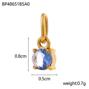 Pendentif doré de 0,8 cm avec pierre de zircon bleu clair pour création de bijoux DIY