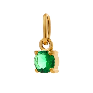 Pendentif doré avec zircon vert de coupe ronde et anneau de suspension pour bijoux DIY