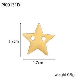 Detail of 1.7cm golden stainless steel star charm weighing 0.9g for DIY jewelry making