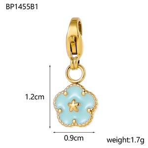 Prachtige lichtblauwe bloemhanger met goudlaagje en zirkoon voor DIY sieraden maken