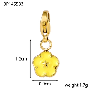 Gouden bloemenhanger met geel emaille en karabijnsluiting voor DIY-sieraden