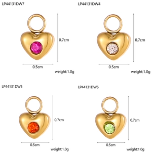 Pendentif Cœur en Acier Inoxydable Avec Zirconia Coloré Mini Breloque Cœur pour DIY Collier Bracelet Boucles d'Oreilles Bijouterie