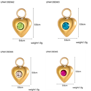 Pendentifs cœur en zircon coloré pour bijoux DIY avec finition en cuivre doré