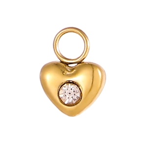 Goldener Herzanhänger mit funkelndem Zirkonstein und polierter Oberfläche für DIY-Schmuck