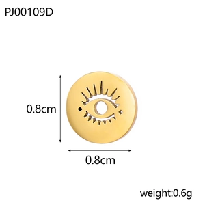 Golden stainless steel sun and eye pendant charm 0.8cm for DIY jewelry making