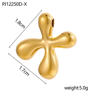 Detailed view of a 3D gold balloon cross pendant with high-polished mirror finish