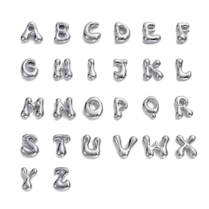 Stainless Steel 3D Puffy Balloon Letter Pendant DIY Jewelry Accessory Initial A-Z Alphabet Gold Silver High Polish Metal Charm