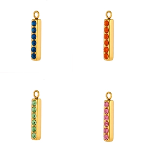 Edelstahl Strass Eingelegter Rechteckiger Stabanhänger Nur Für DIY Schmuckherstellung Zubehör Mode Damen Anhänger Halskette Fundstücke