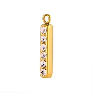 Pendentif doré rectangulaire vertical avec six zircons cubiques pour bijoux DIY