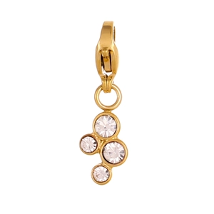 Elegant gold titanium pendant featuring four clear zircons and a secure lobster clasp closure