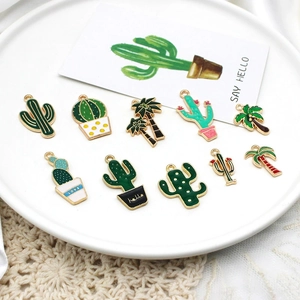 DIY colorful enamel cactus and palm tree pendants for handmade earrings and jewelry