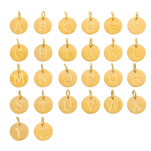 Polished gold stainless steel A-Z letter pendant charms for custom jewelry making