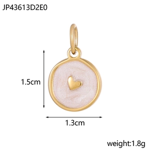 Ciondolo a cuore minimalista in acciaio dorato con inserto rosa glitterato e 1,5cm