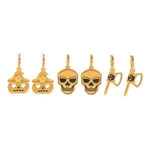 Halloween Stainless Steel Pendants Skull Pumpkin Witch Hat Gingerbread Man Charms DIY Jewelry Making For Party Decoration