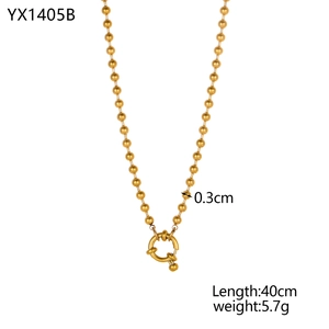 18k vergoldete Edelstahl-Perlenkette mit Federverschluss, Länge 40 cm