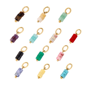 Ciondoli in Pietra Naturale a Cilindro in Acciaio Inossidabile Piccola Colonna Fai-da-te Accessori per Gioielli per Collana Orecchini Ciondolo Colorato