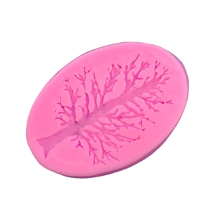 Pink silicone Christmas tree branch mold for chocolate baking and cake decoration