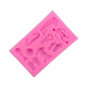 Pink football silicone mold featuring jersey, trophy, shoes and gloves for DIY crafts