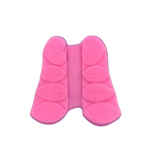 Pink silicone leaf mold for fondant baking and handmade soap with heart pattern