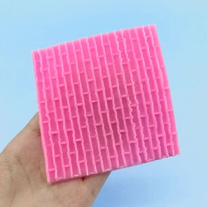Stampo in silicone rosa con trama a mattoni per decorazione torte e argilla DIY