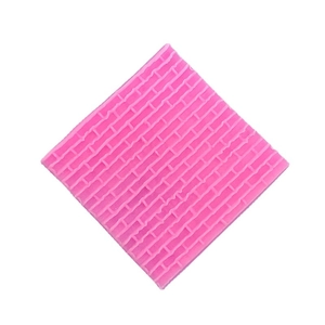 Stampo in silicone rosa con trama a muro di mattoni quadrata per decorazioni in pasta di zucchero