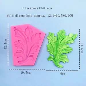 Leaf silicone mold for fondant and cake decor with precise dimension markings