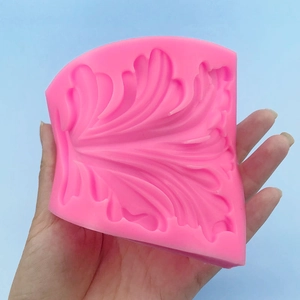 Pink silicone leaf mold for fondant cake decorating and handmade soap making