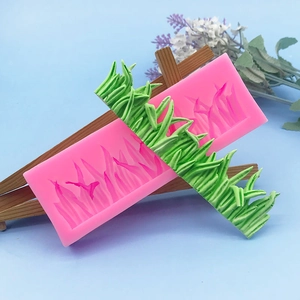 Grass Pattern Silicone Cake Mold Fondant Chocolate Clay DIY Baking Decoration Tool Pink Long Strip Grass Leaf Texture Embossed Silicone Mold