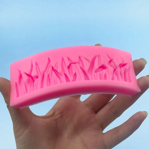 Pink grass silicone mold for fondant cake decorating and chocolate baking tool